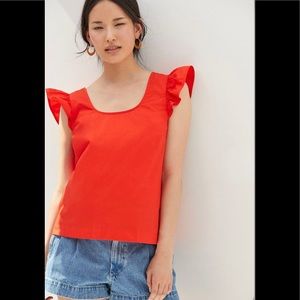 Anthropologie Maeve Ruffled Cross-Back Blouse- Size M